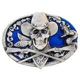 Pewter Belt Buckle - Cowboy Skull