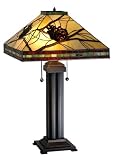 Tiffany Burgundy Pine Branch Mission Table Lamp