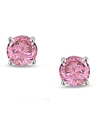 14k White Gold Martini Style Pink Diamond Stud Earrings (.5 cttw, I1-I2 Clarity)