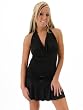 Sale SeXy Black Micro Drape Neck Halter Mini Dress Club wear M or L