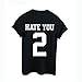 MuLuo Women's HATE YOU 2 Letter Printed Casual Black Short Sleeve T-Shirt