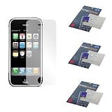 Premium Reusable Screen Protector Full Frontal Body Shield with Lint Cleaning Cloth - 3 Pack for Apple iPhone 3G 2nd Gen Generation Smartphone