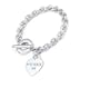 Designer Inspired (Sweet 16) Toggle Silver Heart Charm Bracelet
