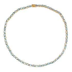 18k Yellow Gold Overlay Sterling Silver Blue Topaz Necklace, 17 by Amazon.com Collection