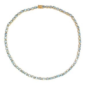 18k Yellow Gold Plated Sterling Silver Blue Topaz Necklace, 17 by