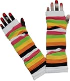 Arm Warmers Rainbow Striped White Top