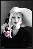 Marilyn Monroe - Pink Flower 24x36 Wood Framed Poster Modern Art