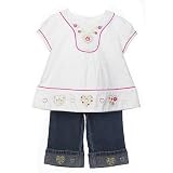 b.t. kids 2Pc Hearts Top & Denim Capri Set MULTI 24 Mo