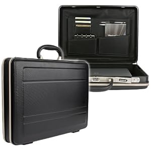 LEOPARD ® ABS Kunststoff Koffer NOTECASE Laptopkoffer Alu 17 Zoll [max. 42 x 28 cm,] SCHWARZ