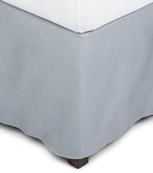 Pinzon Fleur Jacquard Egyptian Cotton Sateen Queen Bed Skirt, French Blue/Chocolate