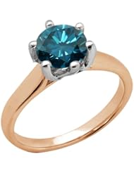 1.65 Ct Round Blue SI1/SI2 Diamond 18K Rose Gold Ring