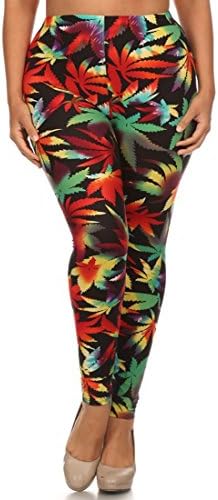 NioBe Women's Plus Size Fashion Design Leggings (One Size, Tropical Rainforest)
