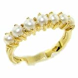 9K Yellow Gold Ladies Pearl Anniversary Eternity Ring - Finger Sizes 5 to 12 Available