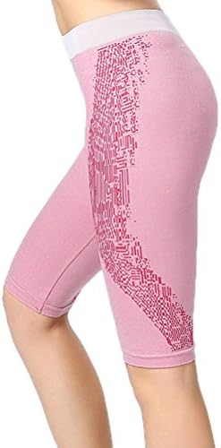 Prettygood Women's Quick Drying Knee Length Tight Yoga Sport Pants Rose Red