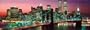 New York City (Manhattan Night Skyline, Color, Panorama) Art Poster Print - 12x36 Travel Poster Print, 36x12