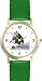 Hey Diddle Diddle the Cat & the Fiddle - from Mother Goose by Artist: Sylvia Long - WATCHBUDDY&reg; DELUXE TWO-TONE THEME WATCH - Arabic Numbers - Green Leather Strap-Size-Children's Size-Small ( Boy's Size & Girl's Size )