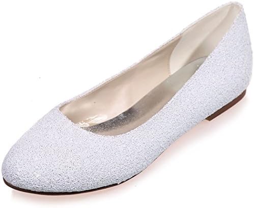 Favebridal Women's Stereo sequins Round Toe Bridal Shoes Flat Prom Shoes ZXF9872-01A-US10