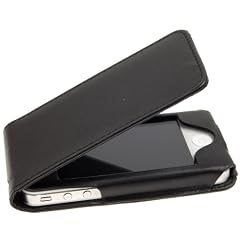 Ledertasche Lederh�lle Lederetuie mit f�r iPhone 4 / 4S Magnetverschluss BASIC ...::: SCHWARZ :::...