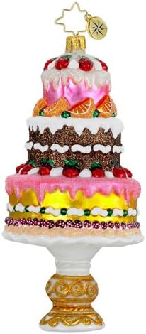 RADKO BERRY SWEET Triple Cake on Stand Christmas Glass Ornament