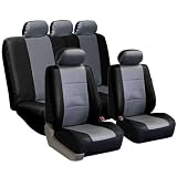FH-PU002115 Classic Exquisite Leather Car Seat Covers, Airbag compatible and Split Bench, Gray / Black color