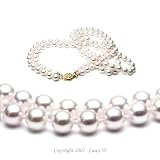 AAA Quality 17-18 Inch Double Strand Round 6.5-7mm White Akoya SaltWater Cultured Pearl Necklace