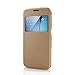 PASONOMI Galaxy S6 Case, [Smart Window View] Samsung Galaxy S6 Folio Wallet Case - Slim Flip Leather Case for Samsung Galaxy S6 Smartphone (Golden)