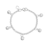 Bling Jewelry 925 Sterling Silver Jingle Bell Charm Toddler Child Chain Bracelet 6in