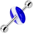 Blue LIFESAVER Barbell Tongue Ring