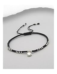 Cotton Waxed Thread Bracelet In Sterling Silver