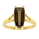 10k Yellow Gold Bridge-Cut Smoky Quartz Ring