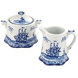 Blue Export Cream and Sugar Set