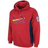 MLB Men's St. Louis Cardinals Captain Hooded Fleece Pullover (Athletic Red/Athletic Navy, Medium)