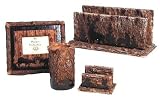 4 pc Piece LOG CABIN lodge office DESK SET HOME DECOR