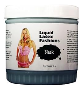 Liquid Latex Fashions Ammonia-Free Body Paint, Black, 16-Ounce Jar