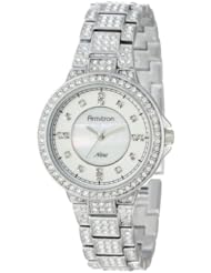 Armitron Womens 75/5173MPSV Swarovski Crystal Accented Silver-Tone Bracelet Watch