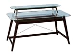 Pinzon Jonesport Glasstop Wooden Desk with Hutch, Kona