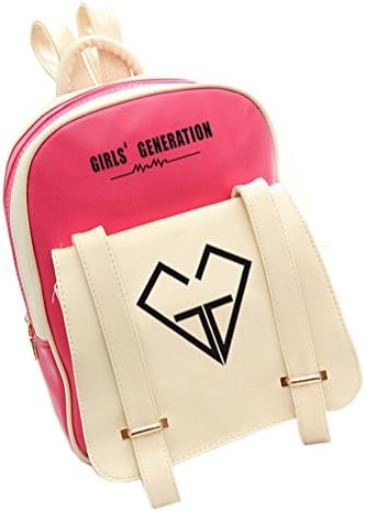 Xingdi Kpop Idol Girls' Generation Logo PU Backpack School Bags Shoulder Bags (Red)