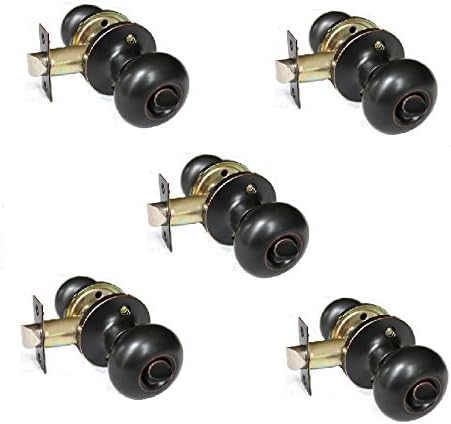 Pack of 5 Olympia Hardware Privacy 6082ORB Bath & Bed Room Oil Rubbed Bronze Round Door Knob Lock
