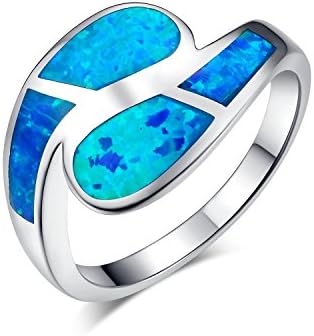 925 Sterling Silver Blue Opal Designed Band Ring By Oceana (7)