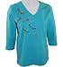Christine Alexander 3/4 Sleeve, V-neck Ocean Blue Colored Top Fashion Shoes Accented With Swarovski Crystals  Shoes Galore