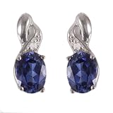FOJO's 10K White Gold Diamond Accent Tanzanite Earrings (.02 ct. tw.)