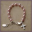 Bella Sterling Silver Childrens Girls Bracelet Jewelry Beautiful keepsake sterling silver bracelet with pink Czech pearls and crystals accented with a darling silver cross - perfect for christenings and communion with a touch of pink! Size Large 6-13 Years. Perfect for Christmas, First Communion, Easter, Graduation, Sunday Dress, Christening or Birthday.
