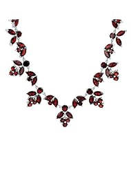 Sterling Silver 25.6 CTW Garnet Ladies Necklace. Total Item weight 26.9 g.