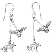 Solid Sterling Silver Eagle & Wolf Southwest Earrings