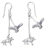 Solid Sterling Silver Eagle & Wolf Southwest Earrings