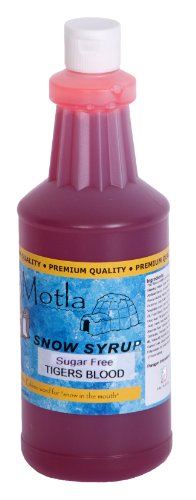 Paragon Motla Premium Sugar-Free Sno-Cone and Shaved Ice Syrup, Tigers Blood, Quart
