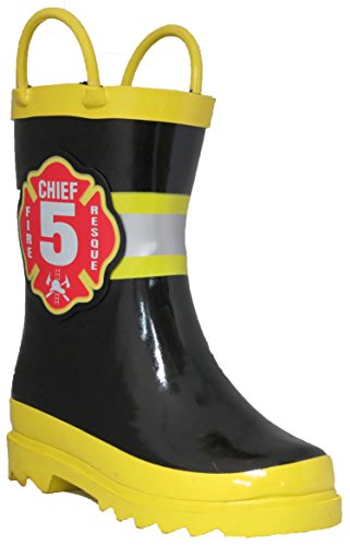 Little Boy's Black Fire Chief Rain Boots (Toddler / Little Kids)