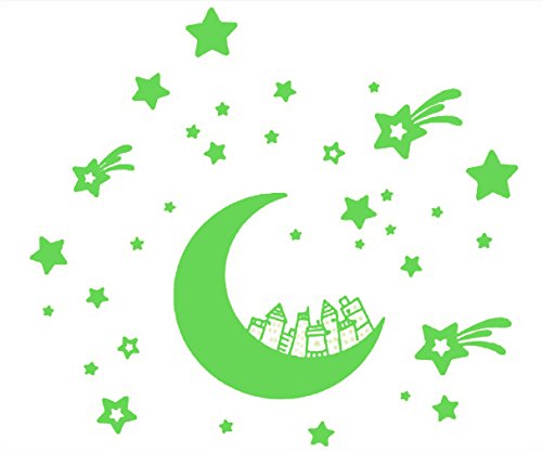33 Piece Glow in the Dark Stars and Moon Set - Kids Wall Decal Decor