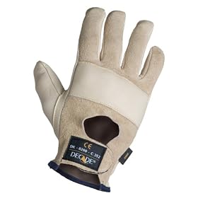 Decade 49903 Leather Anti-Vibration Full-Finger Right Hand Premium Sport Cuff Glove with Gfom, Buff, Large