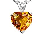 2.00 cts Genuine Citrine Heart Emerald Pendant - 14kt White or Yellow Gold